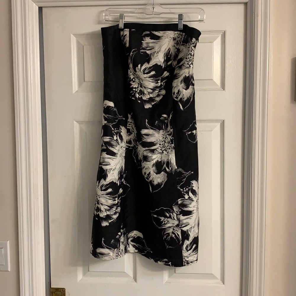 An Ann Taylor strapless dress.